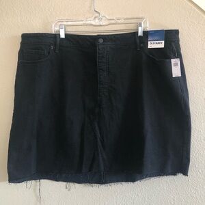 Old Navy High-Waisted Secret Smooth Pockets Button-Fly Frayed-Hem Jean Skirt 26